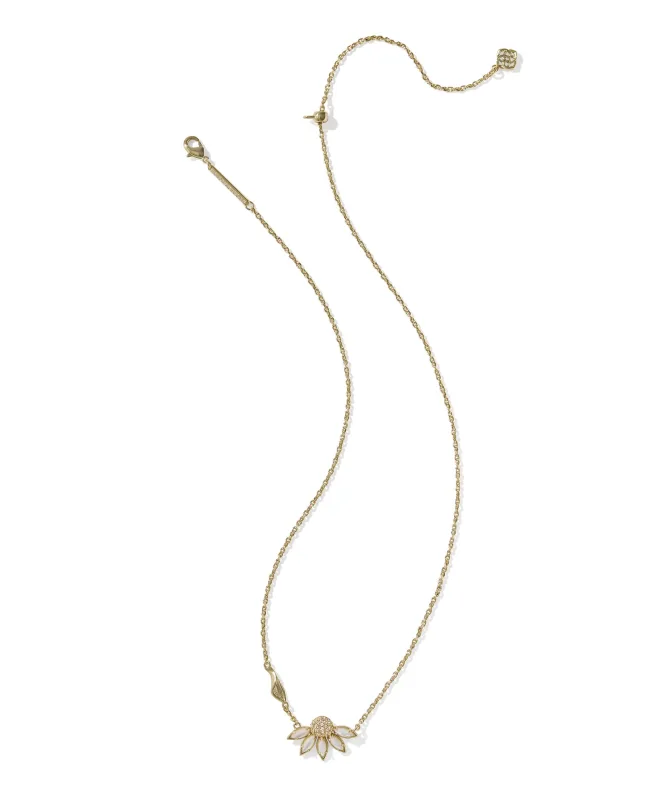Kendra Scott Anya Flower Pendant Necklace Gold Ivory Mix