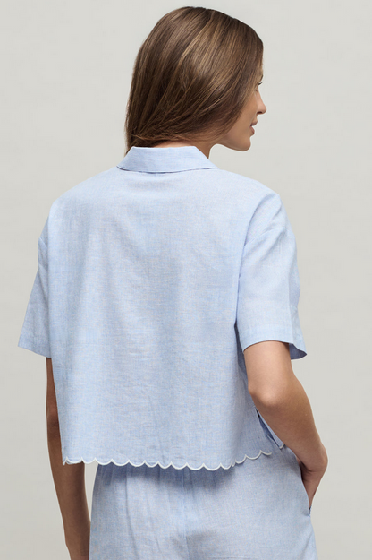 Barefoot Dreams Lakeside Stripe Linen Blend Shirt