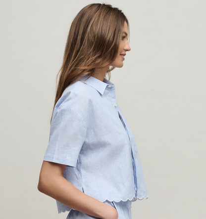 Barefoot Dreams Lakeside Stripe Linen Blend Shirt