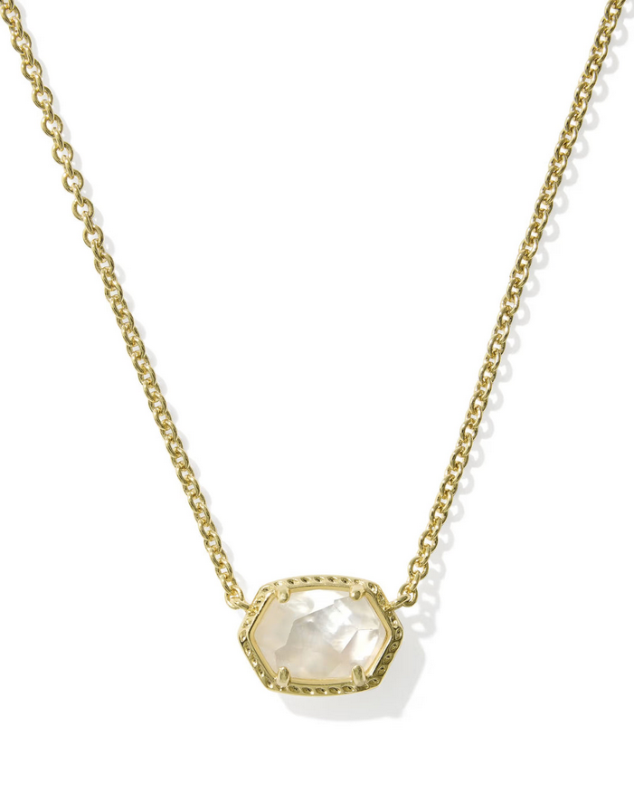Kendra Scott Daphne Frame Pendant Necklace Gold Ivory MOP