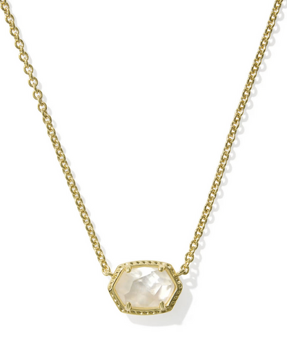 Kendra Scott Daphne Frame Pendant Necklace Gold Ivory MOP
