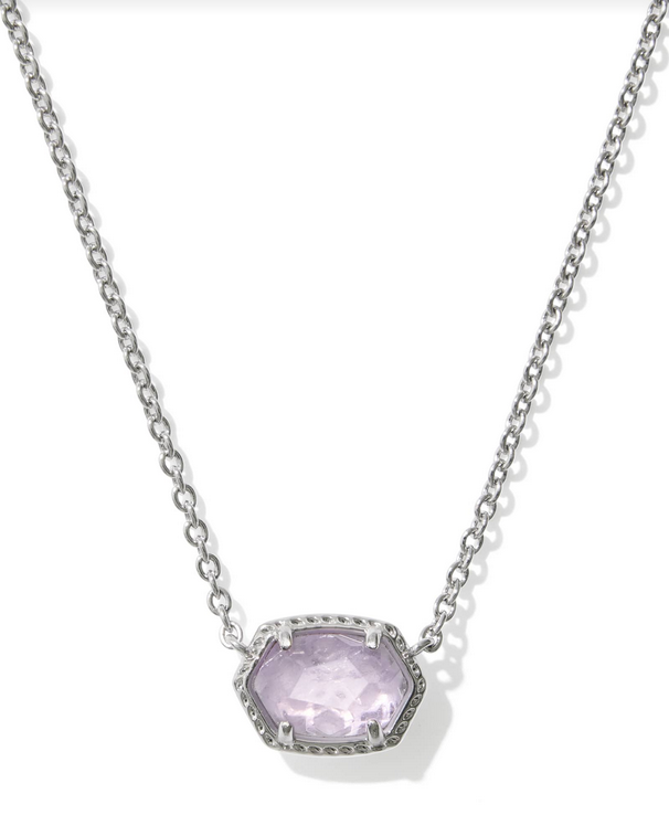 Kendra Scot Daphne Frame Pendant Necklace RHOD Purple Amethyst