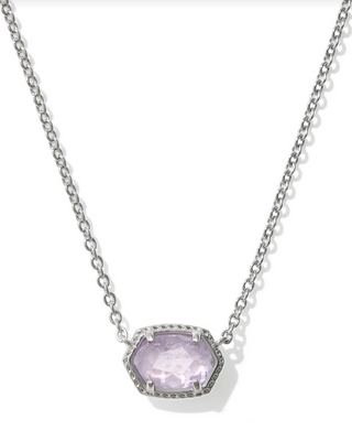 Kendra Scot Daphne Frame Pendant Necklace RHOD Purple Amethyst