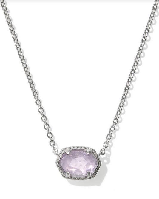 Kendra Scot Daphne Frame Pendant Necklace RHOD Purple Amethyst