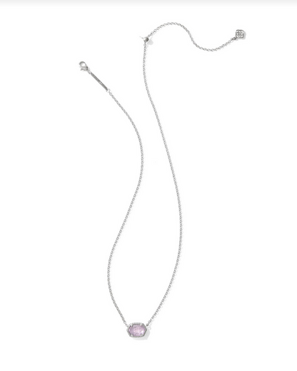 Kendra Scot Daphne Frame Pendant Necklace RHOD Purple Amethyst