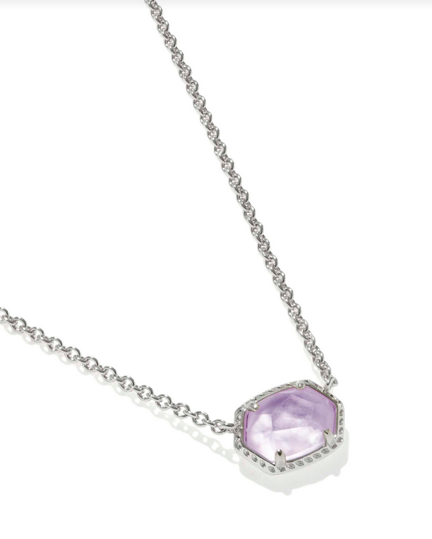 Kendra Scot Daphne Frame Pendant Necklace RHOD Purple Amethyst