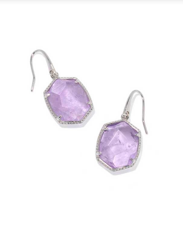 Kendra Scott Daphne Frame Drop Earring RHOD Purple Amethyst
