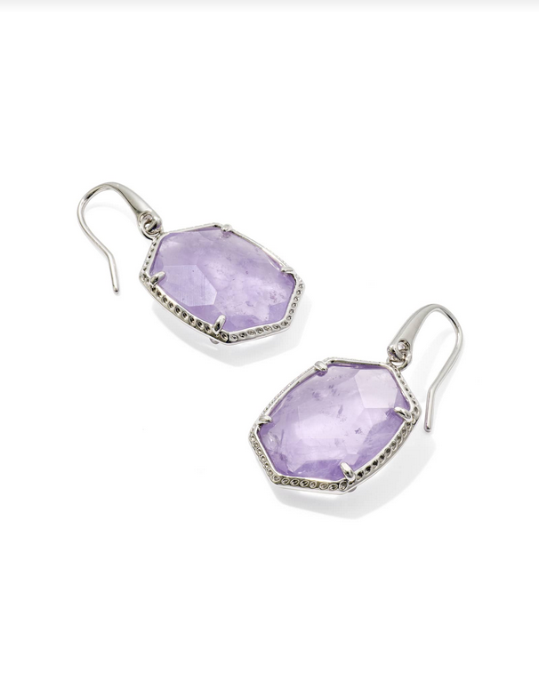 Kendra Scott Daphne Frame Drop Earring RHOD Purple Amethyst
