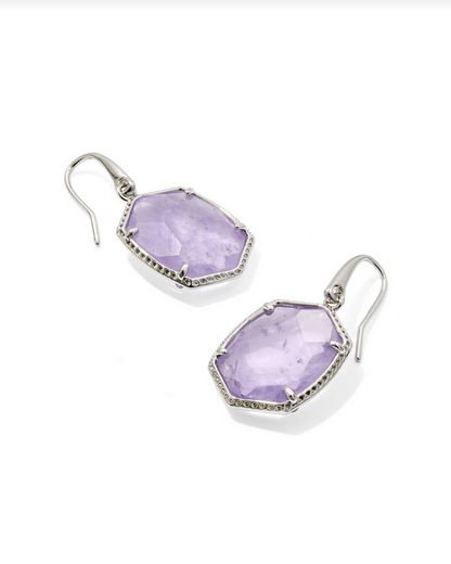 Kendra Scott Daphne Frame Drop Earring RHOD Purple Amethyst