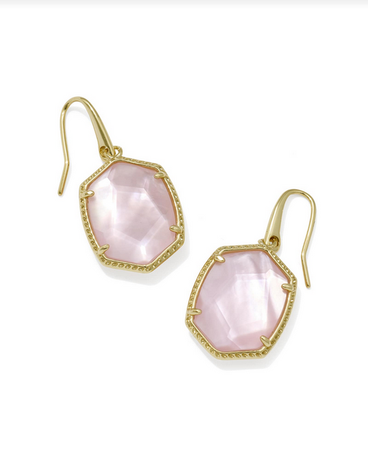 Kendra Scott Daphne Frame Earring Gold Light Pink MOP