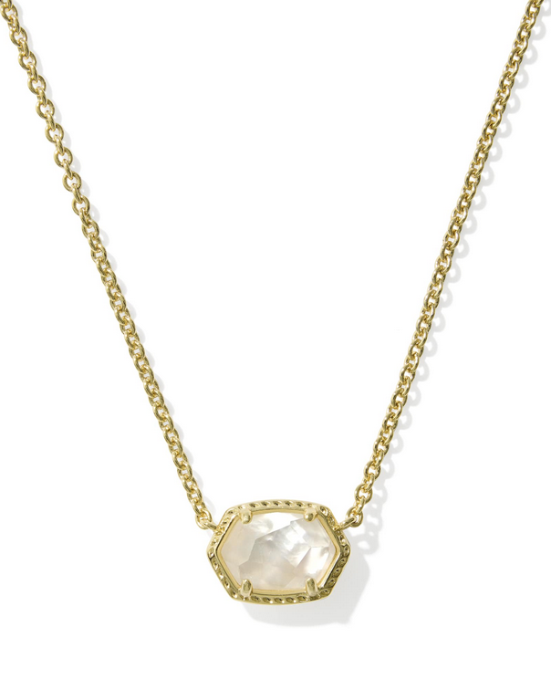 Kendra Scott Daphne Frame Pendant Necklace Gold Light MOP