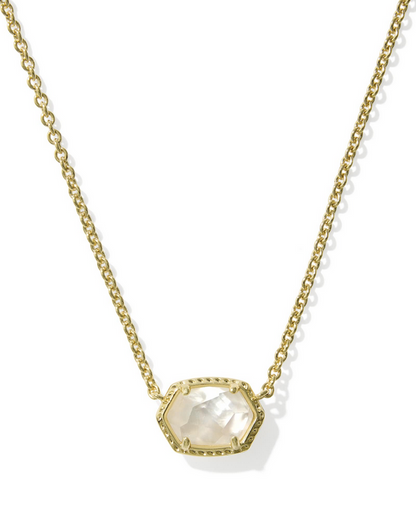 Kendra Scott Daphne Frame Pendant Necklace Gold Light MOP