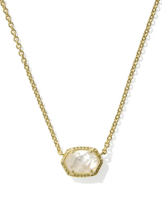 Kendra Scott Daphne Frame Pendant Necklace Gold Light MOP