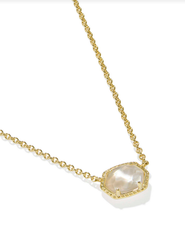 Kendra Scott Daphne Frame Pendant Necklace Gold Light MOP