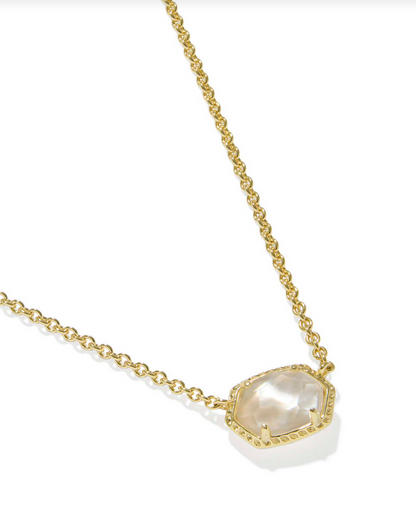 Kendra Scott Daphne Frame Pendant Necklace Gold Light MOP