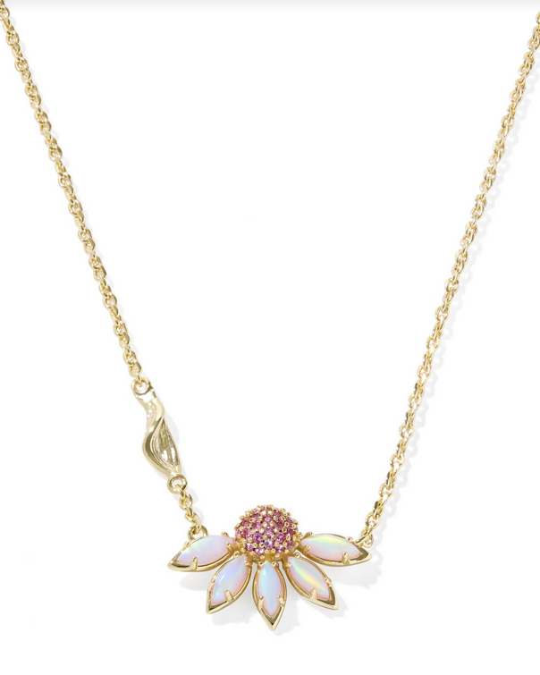 Kendra Scott Anya Flower Pendant Necklace Gold Light Pink Mix