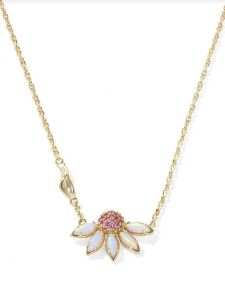 Kendra Scott Anya Flower Pendant Necklace Gold Light Pink Mix