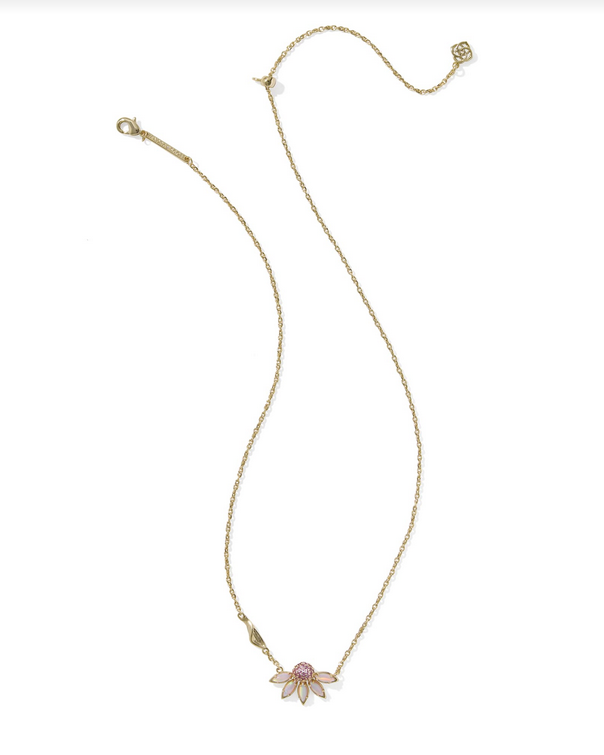 Kendra Scott Anya Flower Pendant Necklace Gold Light Pink Mix