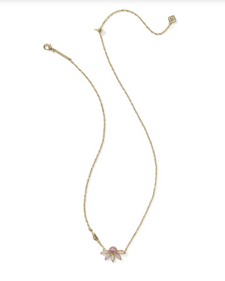 Kendra Scott Anya Flower Pendant Necklace Gold Light Pink Mix