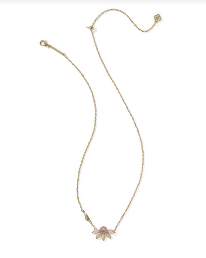 Kendra Scott Anya Flower Pendant Necklace Gold Light Pink Mix