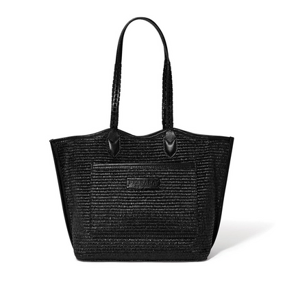 Brighton Black Bruna Lg Straw Tote