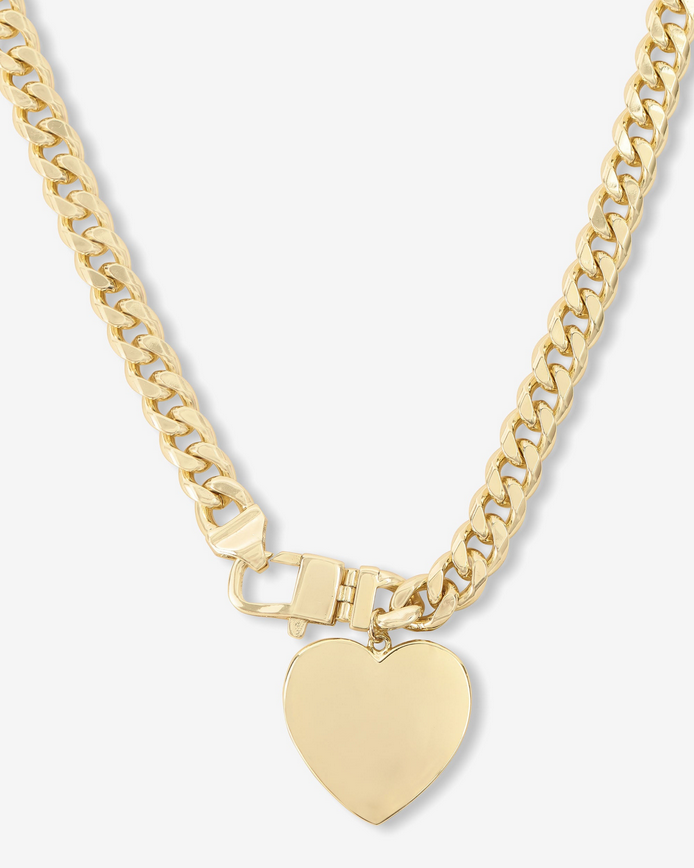 Melinda Maria Julian XL Heart Cuban Chain Necklace 22in