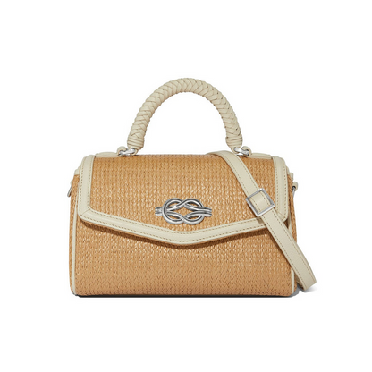 Brighton Interlok Tatum Shoe White Straw Flap Satchel