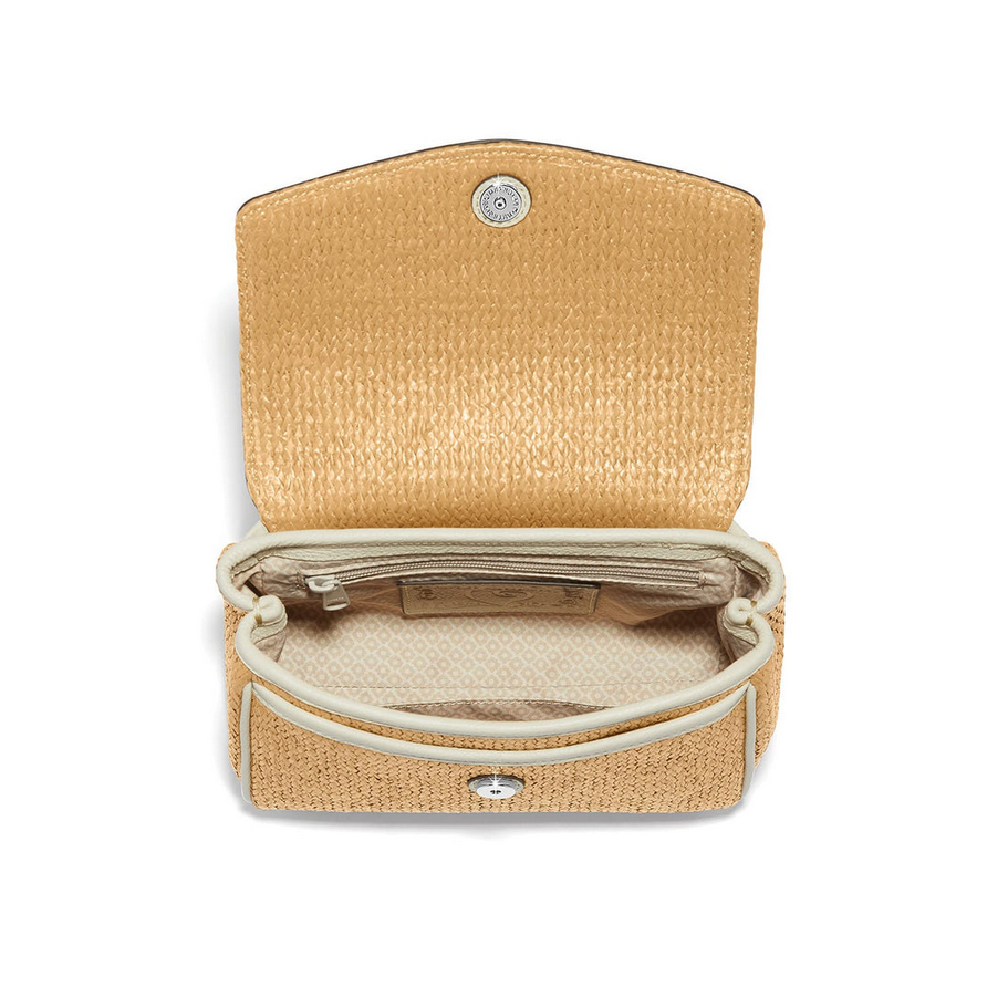 Brighton Interlok Tatum Shoe White Straw Flap Satchel