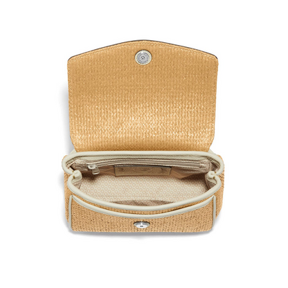 Brighton Interlok Tatum Shoe White Straw Flap Satchel
