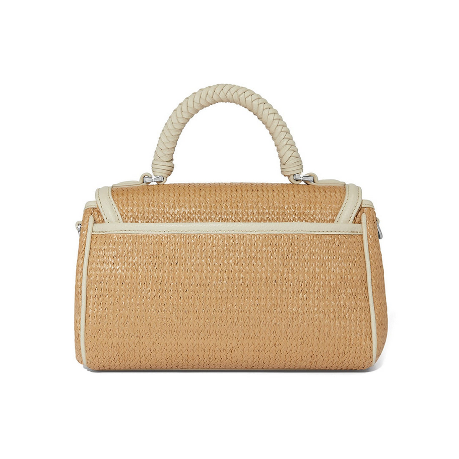 Brighton Interlok Tatum Shoe White Straw Flap Satchel