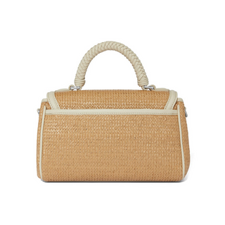 Brighton Interlok Tatum Shoe White Straw Flap Satchel