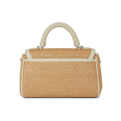 Brighton Interlok Tatum Shoe White Straw Flap Satchel