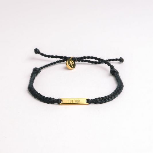Rizen Restore Black Gold Cross Britt Nicole Braided Bracelet