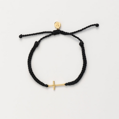 Rizen Loved Black Gold Cross Braided Bracelet