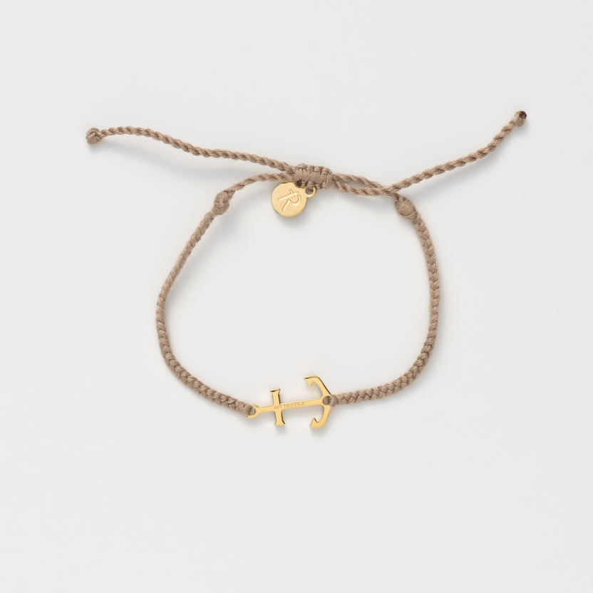 Rizen Anchor Khaki Gold Cross Braided Bracelet