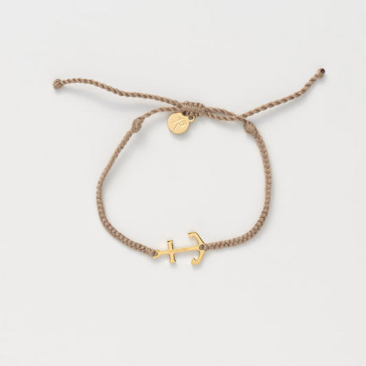 Rizen Anchor Khaki Gold Cross Braided Bracelet