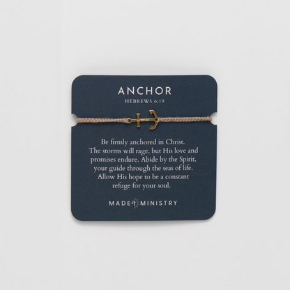 Rizen Anchor Khaki Gold Cross Braided Bracelet
