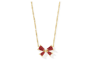 Kendra Scott Blair Bow Small Gold Bright Red Drusy Necklace