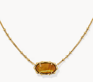 Elisa Bamboo Gold Marbled Amber Necklace