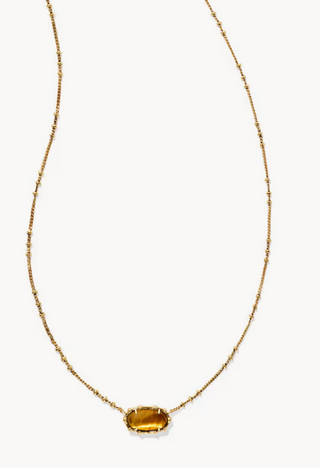 Elisa Bamboo Gold Marbled Amber Necklace
