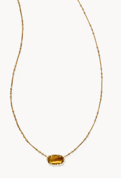 Elisa Bamboo Gold Marbled Amber Necklace