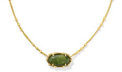 Kendra Scott Elisa Bamboo Gold Sage Serpentine Necklace