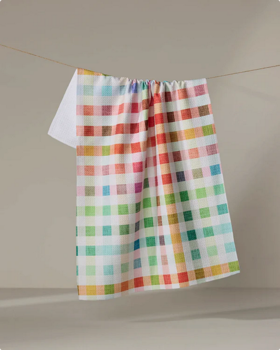 Geometry Woven Spring Plaid Tea Towel