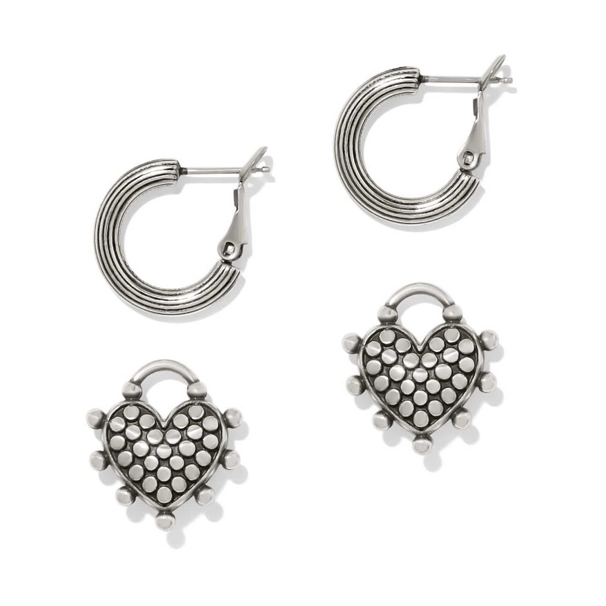 Brighton Pebble Sweet Hearts Reversible Charm Hoops