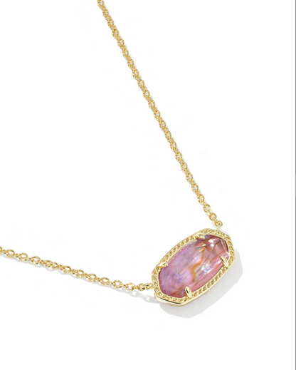 KENDRA SCOTT ELISA GOLD LIGHT MAUVE ILLUSION PENDANT NECKLACE