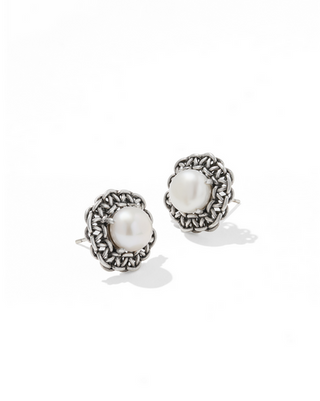 KENDRA SCOTT GABRIELLA  SILVER FRESHWATER PEARL STUD EARRINGS