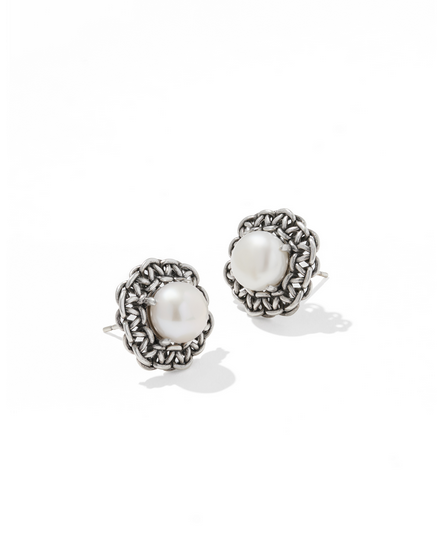 KENDRA SCOTT GABRIELLA  SILVER FRESHWATER PEARL STUD EARRINGS