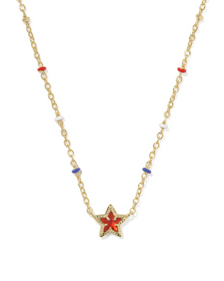 KENDRA SCOTT MINI CASSIDY GOLD RED ILLUSION SHORT PENDANT NECKLACE