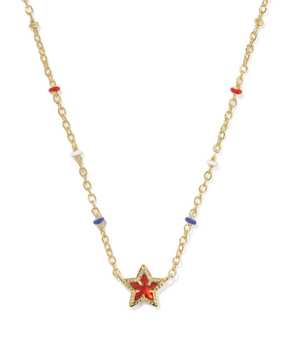 KENDRA SCOTT MINI CASSIDY GOLD RED ILLUSION SHORT PENDANT NECKLACE
