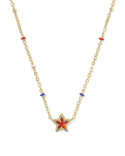 KENDRA SCOTT MINI CASSIDY GOLD RED ILLUSION SHORT PENDANT NECKLACE
